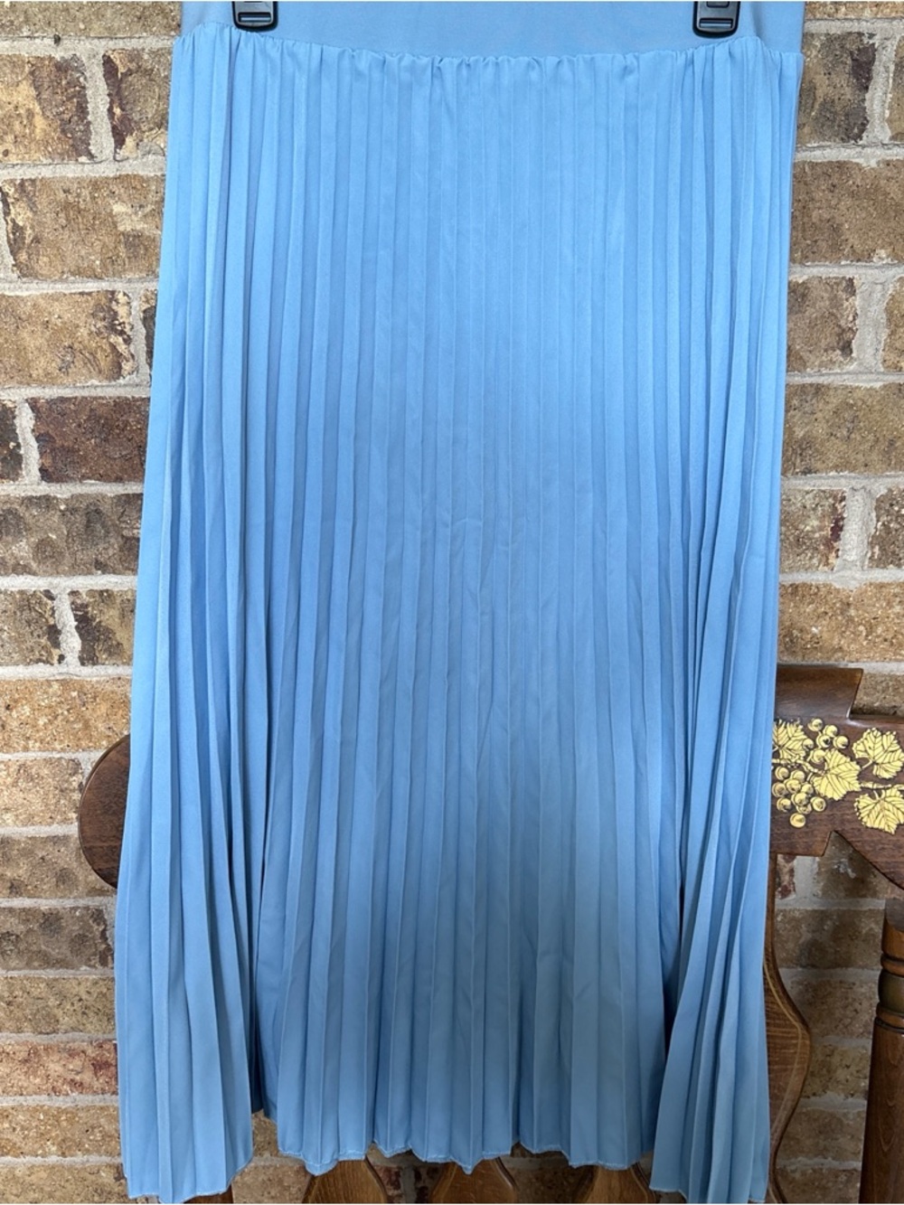 SHEIN Sky Blue Pleated Midi Skirt